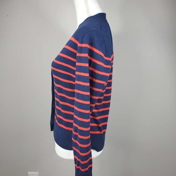 J Crew Red Blue Stripe Cardigan Cropped - Picture 6 of 9